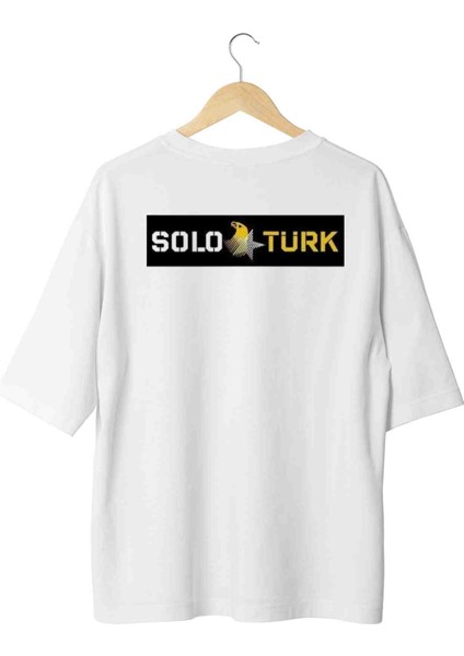 Solotürk Beyaz Özel Tasarım Oversize Tshirt