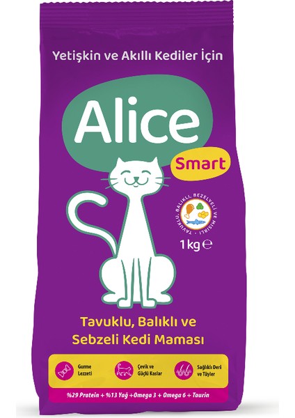 Smart Tavuklu Sebzeli Yetişkin Kuru Kedi Maması 1 kg