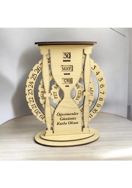 Ahşap Sonsuz Takvim Kum Saati Şekilli Isime Özel Kişiselleştirilebilir