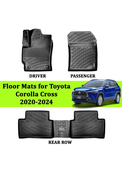 Toyota Corolla Cross 2020-2024 Uyumlu Paspasları Ön ve Arka 2 Sıralı, Kaymaz , Siyah Renk modelleri