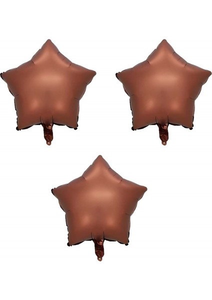 18 Inç Çikolata Kahve Renk 3 Adet Yıldız Şekilli Folyo Balon