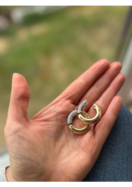 Mrs Modeli Kalın Boru Taşlı Halka Küpe fiyatları