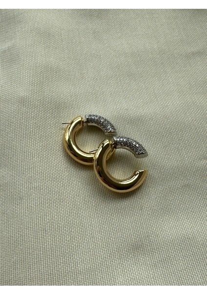 Mrs Modeli Kalın Boru Taşlı Halka Küpe modelleri