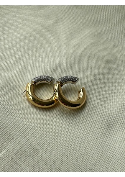 Mrs Modeli Kalın Boru Taşlı Halka Küpe fırsatları