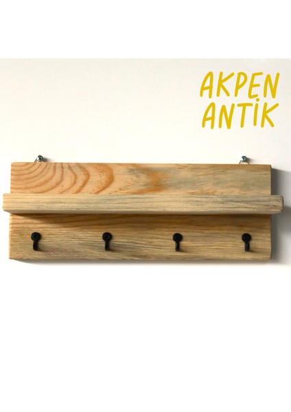 Masif Ahşap Anahtar Askısı,dekoratif Raf Antik