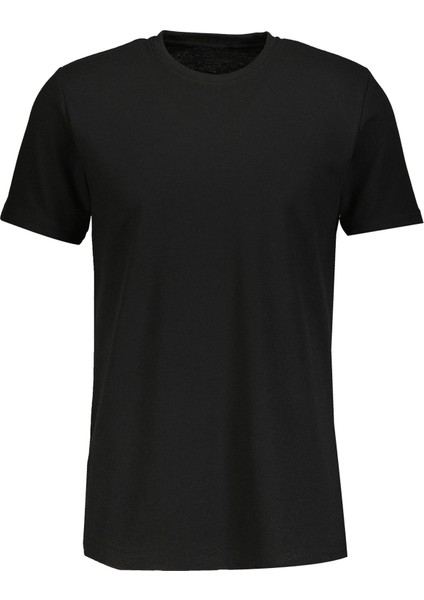 Bisiklet Yaka T-Shirt Siyah Renk Erkek Tişört