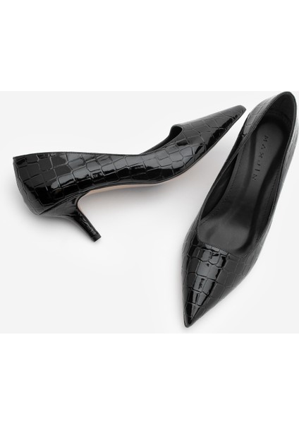 Kadın Stiletto Croco Desenli Topuklu Ayakkabı Olfin