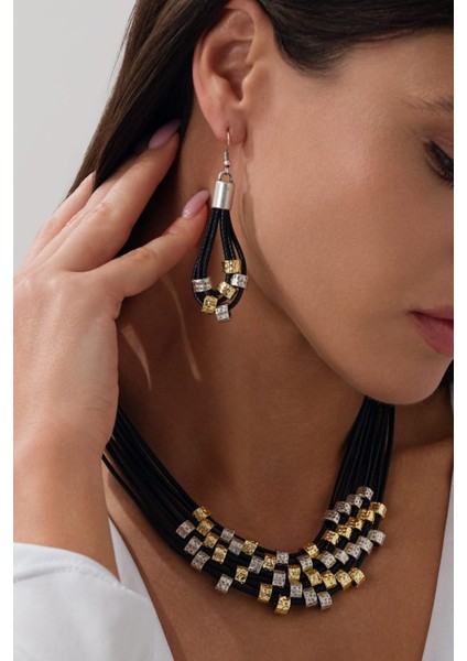 Silver Gold Boncuk Halka Set