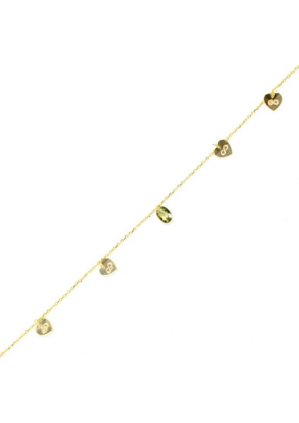 925 Ayar Gümüş Peridot Taşlı Kalp & Sonsuzluk Modeli Halhal