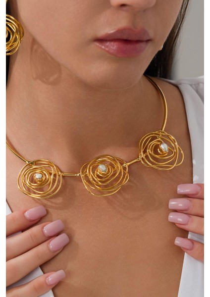 Nefertiti Kolye Küpe Set