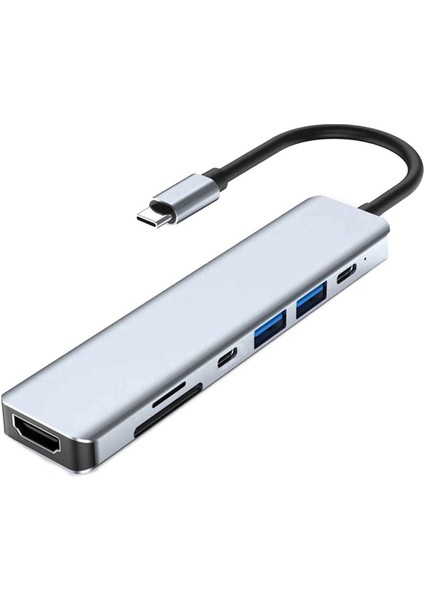 CH-13C Macbook Uyumlu Type-C To 2* USB 3.0 Sd Tf 4K Hd 1080P HDMI Pd Kart Okuyucu Çevirici Hub Adaptör