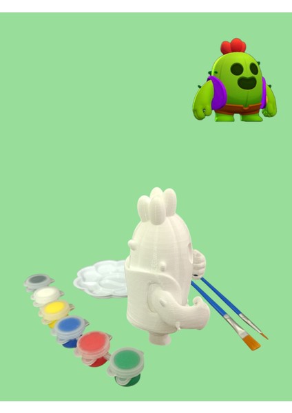 Brawl Stars Spike Karakteri 3D Figür Boyama Seti