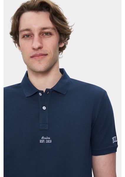 Quınton Lacivert Polo Yaka Nakışlı Standard Fit Erkek Tshirt fiyatları