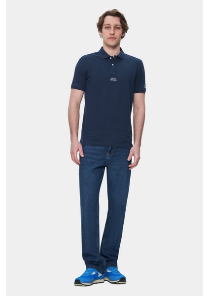 Quınton Lacivert Polo Yaka Nakışlı Standard Fit Erkek Tshirt modelleri