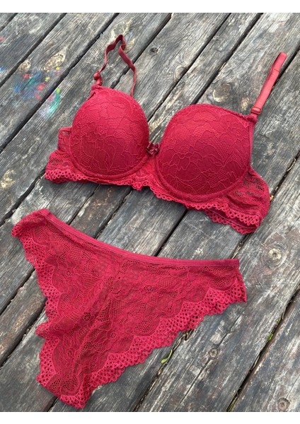 Bordo Dantelli Destekli Takım indirimleri