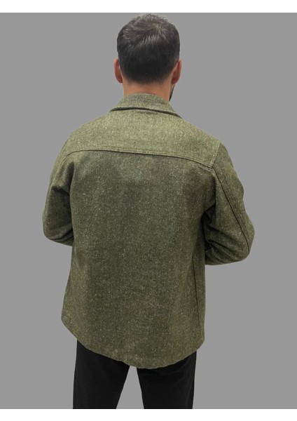Erkek Kaşe Mevsimlik Cep Detaylı Gömlek Modeli Haki Ceket indirimleri