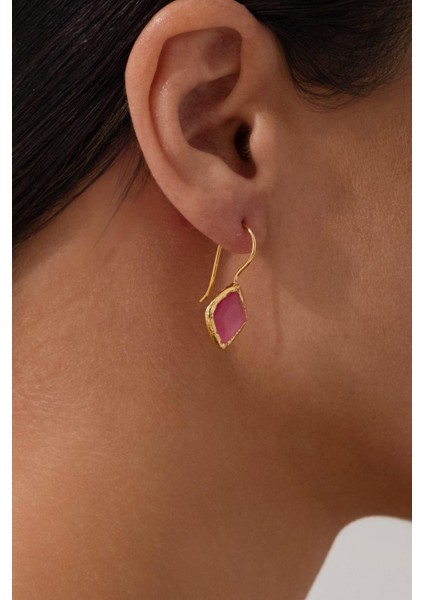 Pembe Düş Taşlı Mini Küpe