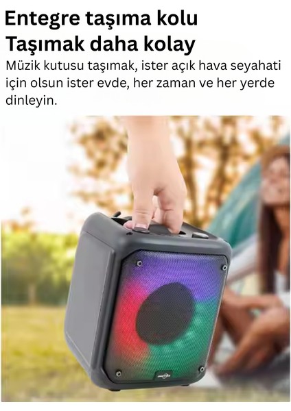 Çok Renkli Işıklı Karaoke Boombox - Kablosuz Taşınabilir Hoparlör Radyo Subwoofer fırsatları