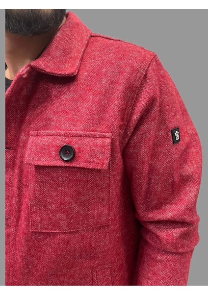Erkek Kaşe Mevsimlik Cep Detaylı Gömlek Modeli Kırmızı Ceket fiyatları