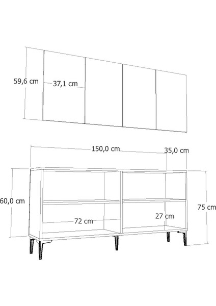 Estact (KB150) Konsol Beyaz-Ceviz