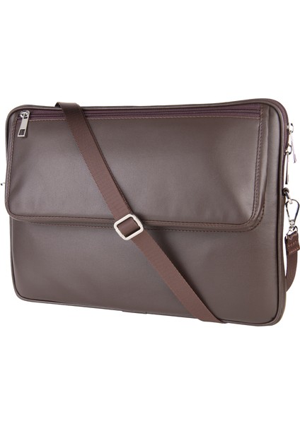S.Deri Laptop Çantası,Tablet Çantası,13.3'' Inç,n,Omuz ve Valiz Askılı,Aksesuar ve Evrak Cepli,24*34*2 cm.,Kahverengi