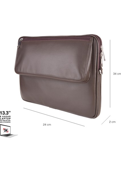 S.Deri Laptop Çantası,Tablet Çantası,13.3'' Inç,n,Omuz ve Valiz Askılı,Aksesuar ve Evrak Cepli,24*34*2 cm.,Kahverengi fiyatları