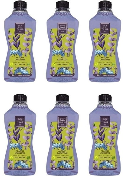 Alaçatı Lavantası 1,5lt Sıvı Sabun Doğal Zeytinyağlı X6