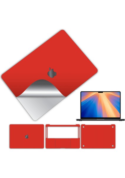 Macbook Pro 16 Inç 360 Kaplama Koruma Sticker Çizilmez Film Kaplama M1 M2 M3 M4 Işlemciler Kırmızı