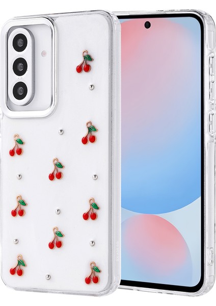 Samsung Galaxy A56 Fiyonk Desenli Şeffaf Kılıf Simli Darbeye Karşı Dayanıklı Papyon Işıltılı Kapak