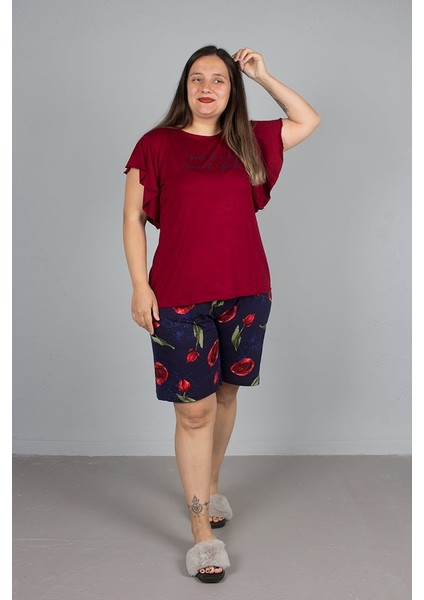 Büyük Beden Şortlu Kol Volanlı Pijama Takım fiyatları