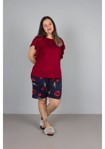 Büyük Beden Şortlu Kol Volanlı Pijama Takım fırsatları