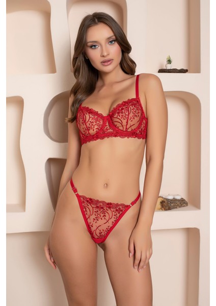 Kırmızı Dantelli Bralet Takım Iç Çamaşır Takımı Sütyen Tanga Set Dantelli Sütyen Kadın Iç Giyim Giyim fiyatları