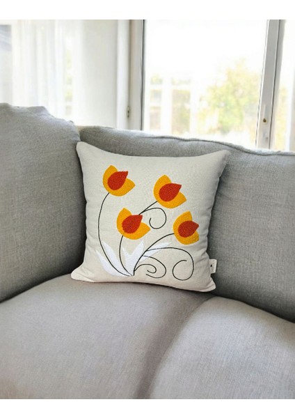 43 x 43 Punch Nakışlı Kırlent Lale 2ADET