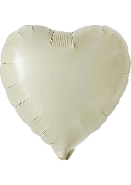 18 Inç Retro Beyaz (Krem) Renk Kalp Şekilli Folyo Balon