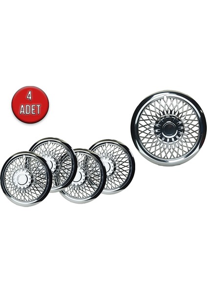 Jant Kapağı Kırılmaz Telli 15" Abs Krom Paslanmaz 4'lü (Takım Olarak)