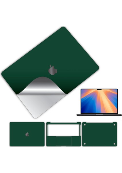 Macbook Pro 16 Inç 360 Kaplama Koruma Sticker Çizilmez Film Kaplama M1 M2 M3 M4 Işlemciler Yeşil