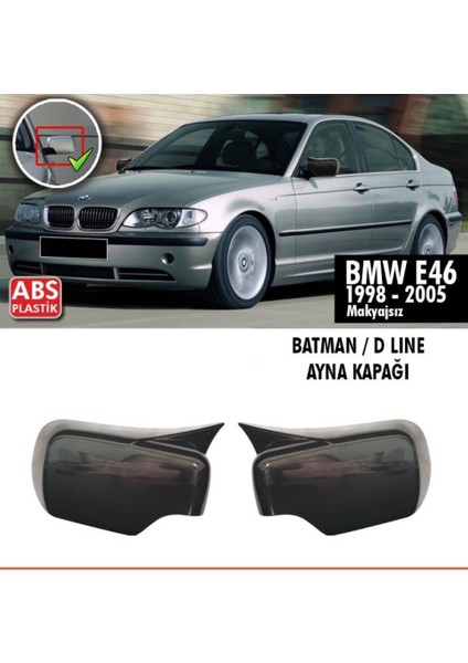 Bmw E46 Sedan 1998-2001 Uyumlu Parlak Siyah Batman Ayna Kapağı
