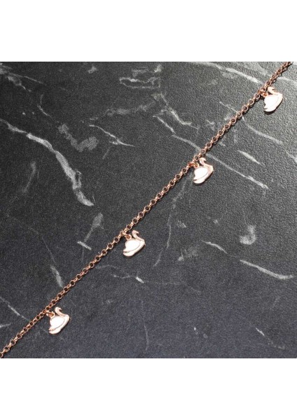 925 Ayar Gümüş 6 Adet Beyaz Kuğulu Halhal