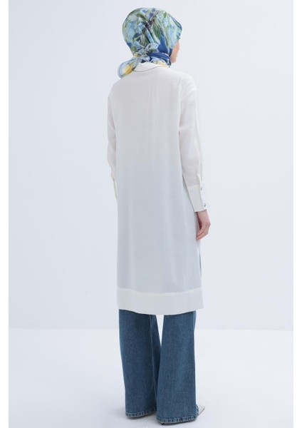 Taş Düğmeli Uzun Moda Kadınl Gömlek 24DS51259AL0 fiyatları