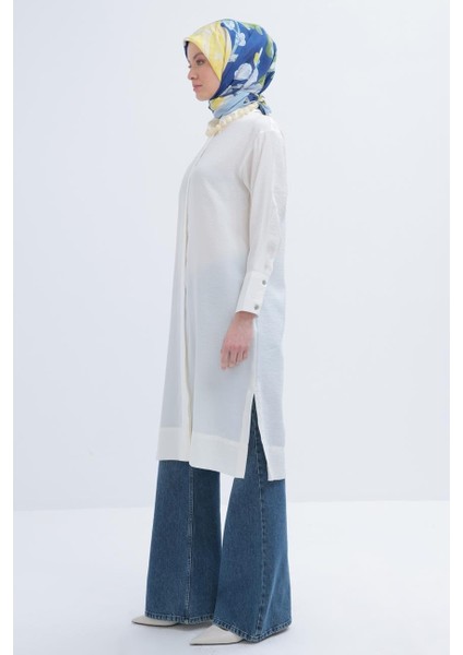 Taş Düğmeli Uzun Moda Kadınl Gömlek 24DS51259AL0 modelleri