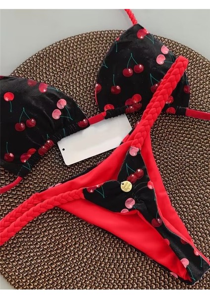 Avrupa ve Amerikan Çok Renkli Baskılı Askılı Iki Parçalı Mayo Bikini Beden M (Yurt Dışından)