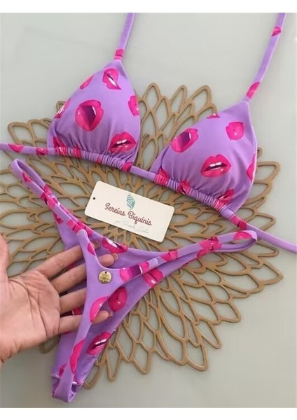 Avrupa ve Amerikan Çok Renkli Baskılı Askılı Iki Parçalı Mayo Bikini Beden M (Yurt Dışından)