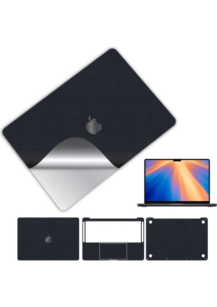 Macbook Pro 16 Inç 360 Kaplama Koruma Sticker Çizilmez Film Kaplama M1 M2 M3 M4 Işlemciler Karbon Siyah