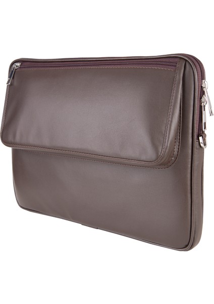 S.Deri Laptop Çantası,Tablet Çantası,13.3'' Inç,n,Omuz ve Valiz Askılı,Aksesuar ve Evrak Cepli,24*34*2 cm.,Kahverengi