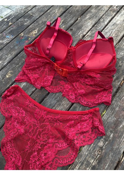 Bordo Dantelli Destekli Sütyen Takımı modelleri