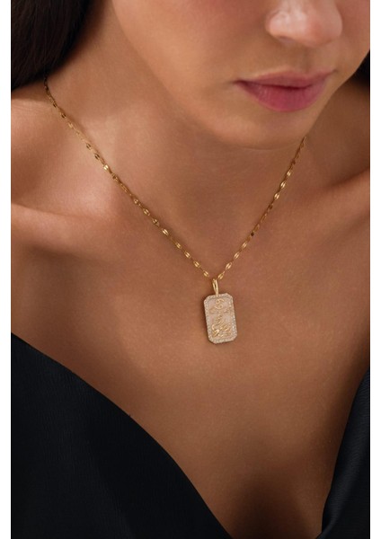 Zodiac Burç Gold Çelik Yengeç Burcu Kolye
