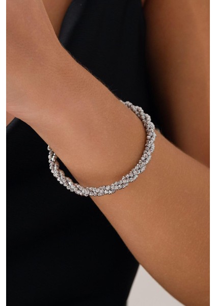 Örgülü Güneş Işığı Silver Bileklik