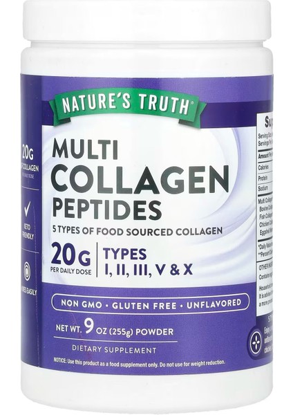 Multi Collagen Peptides 20 G Per Daıly Dose - 9 Oz - 255G Powder