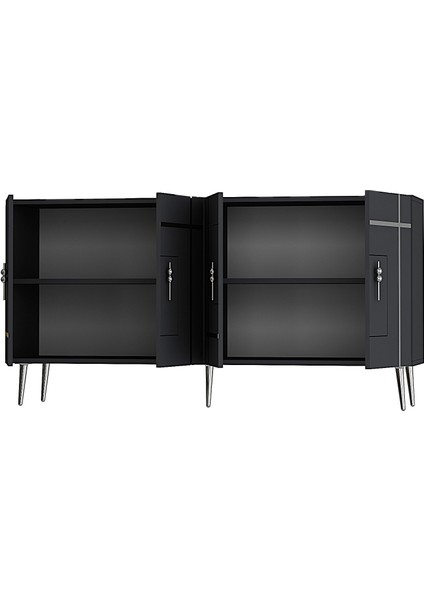 Honest Konsol Tv Sehpası Çok Amaçlı Dolap 150 cm Antrasit Altın modelleri