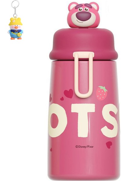 Çilek Ayı Çocuk Su Bardağı Kız Üç Gözlü Paslanmaz Çelik Termos Bardağı Doğrudan Içme Erkek ve Kız Öğrenci Bardağı (Yurt Dışından)